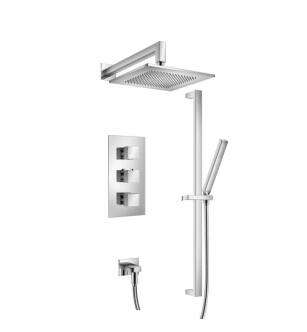 Flusso 160.7200CP Two Output Shower Set With Shower Head, Hand Held And Slide Bar in Chrome