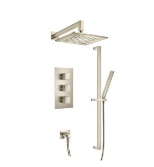 Flusso 160.7200BN Two Output Shower Set With Shower Head, Hand Held And Slide Bar in Brushed Nickel PVD