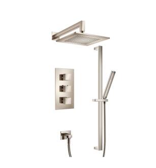 Flusso 160.7200PN Two Output Shower Set With Shower Head, Hand Held And Slide Bar in Polished Nickel PVD
