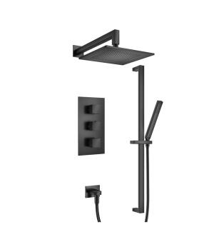 Flusso 160.7200MB Two Output Shower Set With Shower Head, Hand Held And Slide Bar in Matte Black