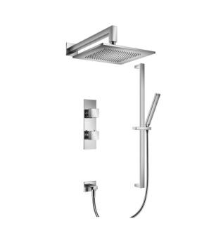 Flusso 160.7300CP Two Output Shower Set With Shower Head, Hand Held And Slide Bar in Chrome