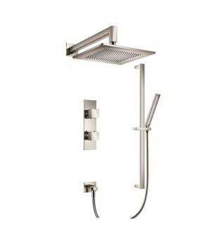 Flusso 160.7300PN Two Output Shower Set With Shower Head, Hand Held And Slide Bar in Polished Nickel PVD