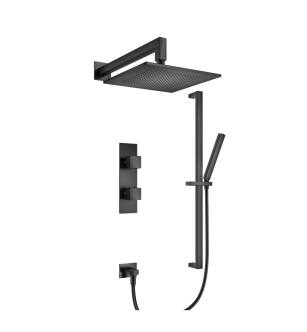 Flusso 160.7300MB Two Output Shower Set With Shower Head, Hand Held And Slide Bar in Matte Black