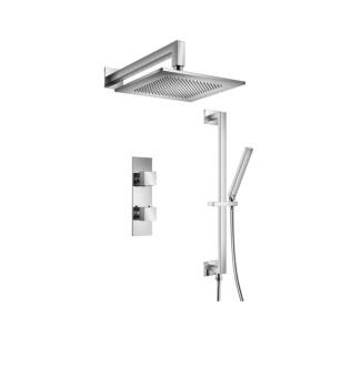 Flusso 160.7350CP Two Output Shower Set With Shower Head, Hand Held And Slide Bar in Chrome