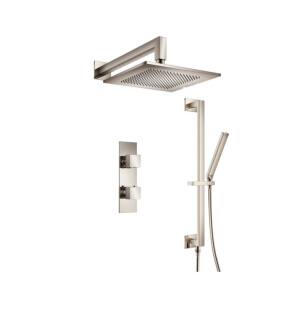 Flusso 160.7350PN Two Output Shower Set With Shower Head, Hand Held And Slide Bar in Polished Nickel PVD