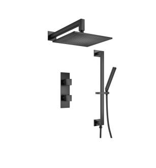 Flusso 160.7350MB Two Output Shower Set With Shower Head, Hand Held And Slide Bar in Matte Black