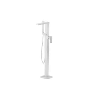 Flusso 196.1165GW Freestanding Floor Mount Bathtub / Tub Filler With Hand Shower in Gloss White