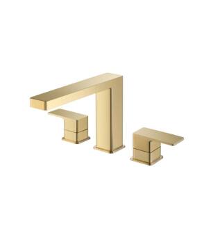 Flusso 196.2410SB 3 Hole Deck Mount Roman Tub Faucet in Satin Brass PVD