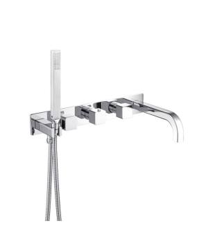 Flusso 196.2691CP Wall Mount Tub Filler With Hand Shower in Chrome