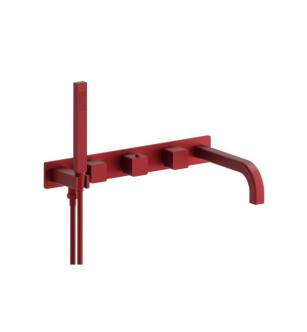 Flusso 196.2691CR Wall Mount Tub Filler With Hand Shower in Crimson
