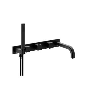 Flusso 196.2691GB Wall Mount Tub Filler With Hand Shower in Gloss Black