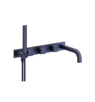 Flusso 196.2691NB Wall Mount Tub Filler With Hand Shower in Navy Blue