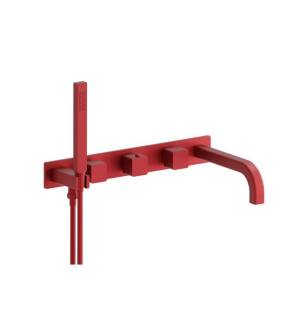 Flusso 196.2691DR Wall Mount Tub Filler With Hand Shower in Deep Red