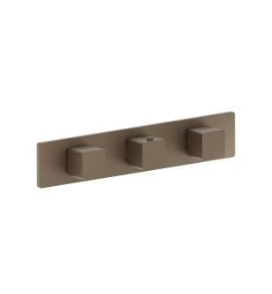 Flusso 196.2715DT 3/4" Horizontal Thermostatic Valve with 2 Volume Controls & Trim in Dark Tan