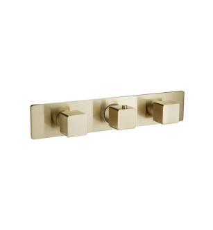 Flusso 196.2715TSB Trim For Horizontal Thermostatic Valve with 2 Volume Controls in Satin Brass PVD