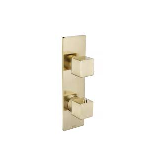 Flusso 196.2740SB 3/4" Thermostatic Shower Valve and Trim with Two Output in Satin Brass PVD