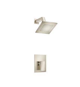 Flusso 196.3050BN Single Output Shower Set With Brass Shower Head and Arm in Brushed Nickel PVD