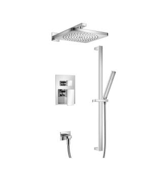 Flusso 196.3350CP Two Output Shower Set With Shower Head, Hand Held And Slide Bar in Chrome