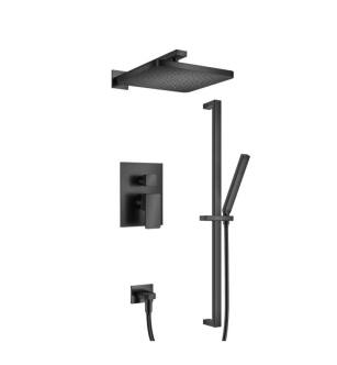 Flusso 196.3350MB Two Output Shower Set With Shower Head, Hand Held And Slide Bar in Matte Black
