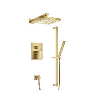 Flusso 196.3350SB Two Output Shower Set With Shower Head, Hand Held And Slide Bar in Satin Brass PVD