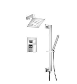Flusso 196.3400CP Two Output Shower Set With Shower Head, Hand Held And Slide Bar in Chrome