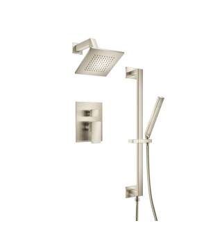 Flusso 196.3400BN Two Output Shower Set With Shower Head, Hand Held And Slide Bar in Brushed Nickel PVD