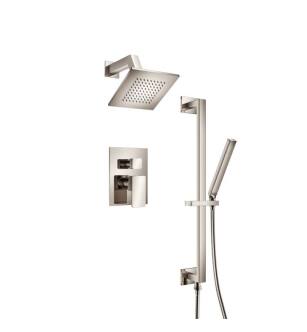 Flusso 196.3400PN Two Output Shower Set With Shower Head, Hand Held And Slide Bar in Polished Nickel PVD