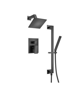 Flusso 196.3400MB Two Output Shower Set With Shower Head, Hand Held And Slide Bar in Matte Black