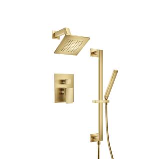 Flusso 196.3400SB Two Output Shower Set With Shower Head, Hand Held And Slide Bar in Satin Brass PVD
