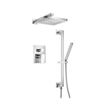 Flusso 196.3450CP Two Output Shower Set With Shower Head, Hand Held And Slide Bar in Chrome