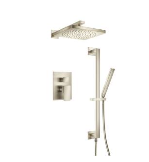Flusso 196.3450BN Two Output Shower Set With Shower Head, Hand Held And Slide Bar in Brushed Nickel PVD