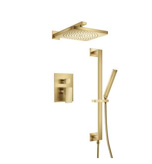 Flusso 196.3450SB Two Output Shower Set With Shower Head, Hand Held And Slide Bar in Satin Brass PVD