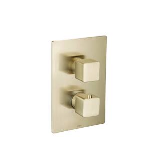 Flusso 196.4421SB 3/4 " Thermostatic Valve & Trim With Two Way Diverter And Two Outputs in Satin Brass PVD