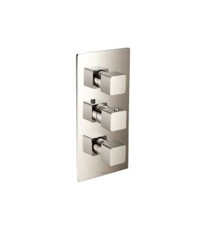Flusso 196.4501PN 3/4" Thermostatic Valve With Trim And Three Outputs in Polished Nickel PVD