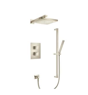 Flusso 196.7100BN Two Output Shower Set With Shower Head, Hand Held And Slide Bar in Brushed Nickel PVD