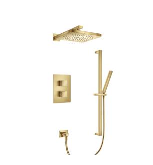 Isenberg 196.7100SB Two Output Shower Set With Shower Head, Hand Held And Slide Bar in Satin Brass PVD