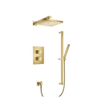 Flusso 196.7100SB Two Output Shower Set With Shower Head, Hand Held And Slide Bar in Satin Brass PVD