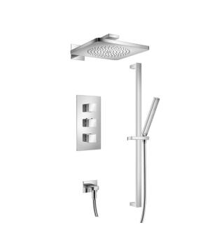 Flusso 196.7200CP Two Output Shower Set With Shower Head, Hand Held And Slide Bar in Chrome