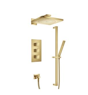 Isenberg 196.7200SB Two Output Shower Set With Shower Head, Hand Held And Slide Bar in Satin Brass PVD