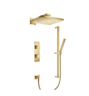 Flusso 196.7300SB Two Output Shower Set With Shower Head, Hand Held And Slide Bar in Satin Brass PVD