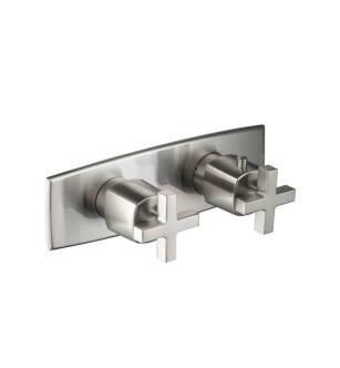 Flusso 240.2705BN 3/4" Horizontal Thermostatic Shower Valve And Trim With 3 Outputs in Brushed Nickel PVD