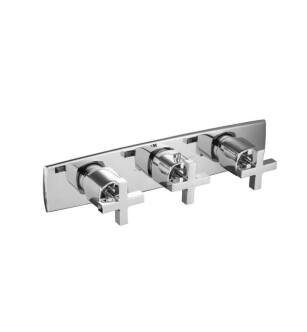 Flusso 240.2715CP 3/4" Horizontal Thermostatic Valve with 2 Volume Controls And Trim in Chrome