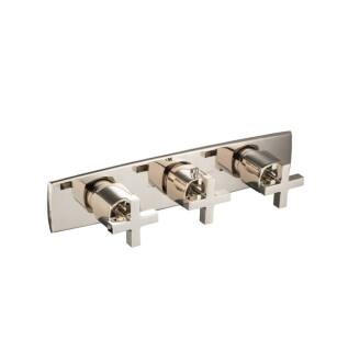 Flusso 240.2715TPN Trim For Horizontal Thermostatic Valve with 2 Volume Controls in Polished Nickel PVD