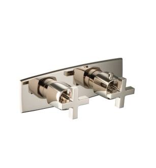 Flusso 240.2717PN 3/4" Horizontal Thermostatic Shower Valve And Trim With 2 Outputs in Polished Nickel PVD