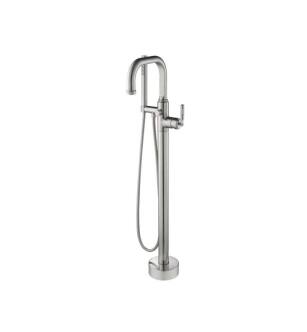 Flusso 250.1170BN Freestanding Floor Mount Bathtub / Tub Filler With Hand Shower in Brushed Nickel PVD