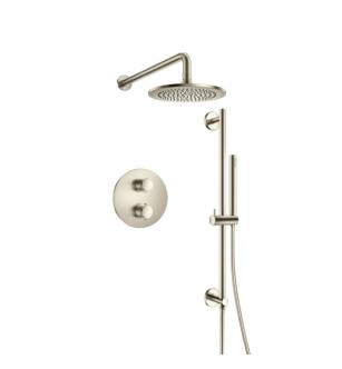 Flusso 250.7125BN Two Output Shower Set With Shower Head, Hand Held And Slide Bar in Brushed Nickel PVD