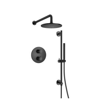 Flusso 250.7125MB Two Output Shower Set With Shower Head, Hand Held And Slide Bar in Matte Black
