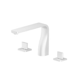 Flusso 260.2410GW 3 Hole Deck Mount Roman Tub Faucet in Gloss White