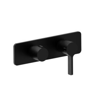 Flusso 260.2693GB 3/4" Horizontal Thermostatic Shower Valve And Trim With 1 Ouptut in Gloss Black