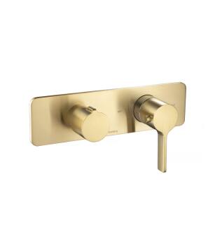 Isenberg 260.2705SB 3/4" Horizontal Thermostatic Shower Valve And Trim With 3 Outputs in Satin Brass PVD